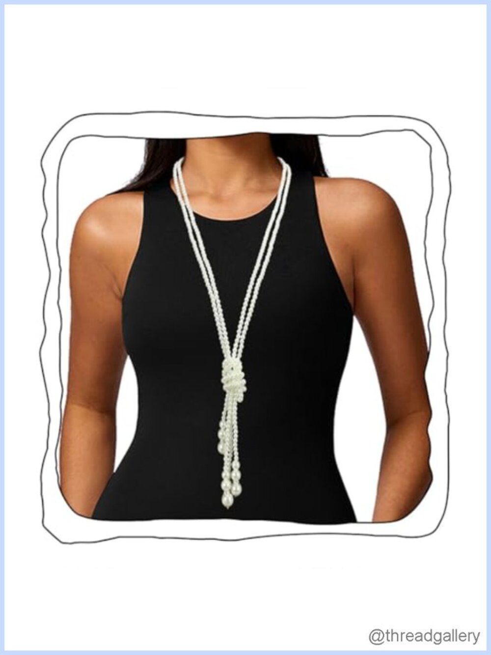 Pearl Strand Necklace Long Y Knot Tie Adjustable Layered Trendy Jewelry